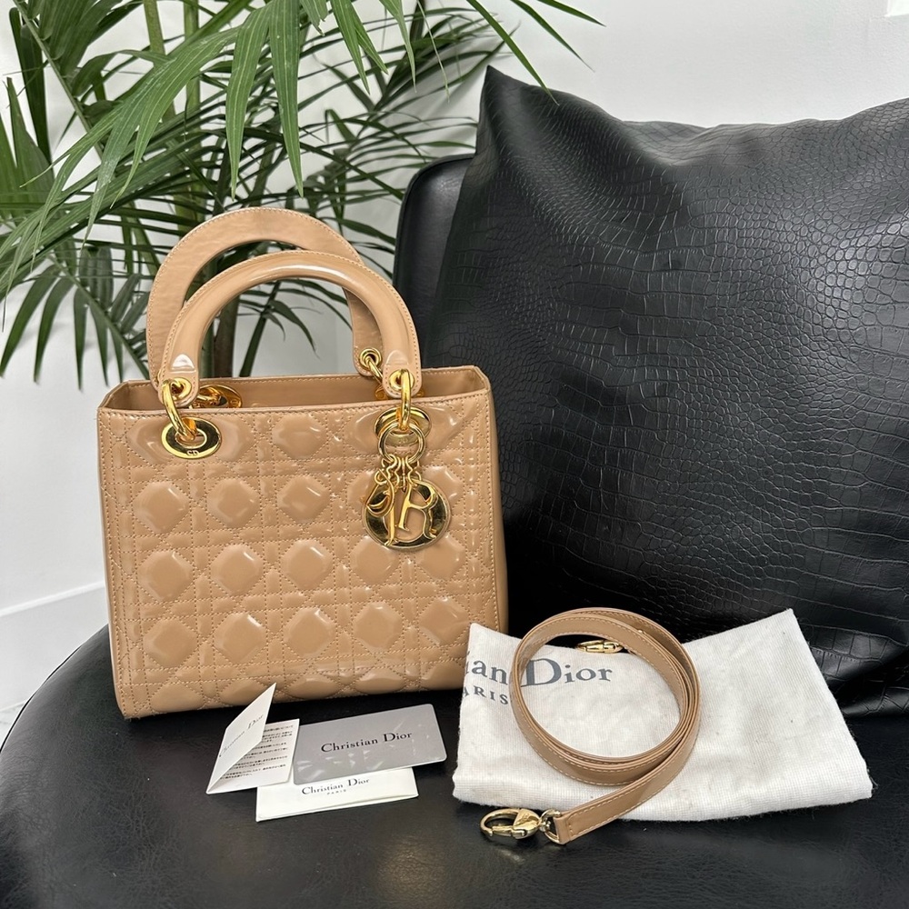 Lady Dior Patent Leather Handbag